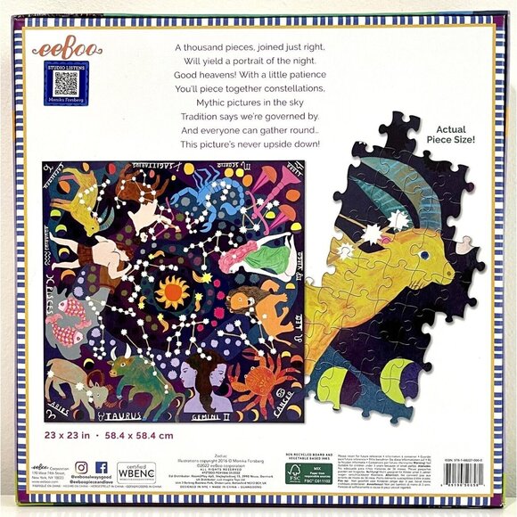 EeBoo Piece & Love 1000 Piece Zodiac Puzzle ~ Glow in The Dark ~ NEW Sealed Box - Picture 4 of 8